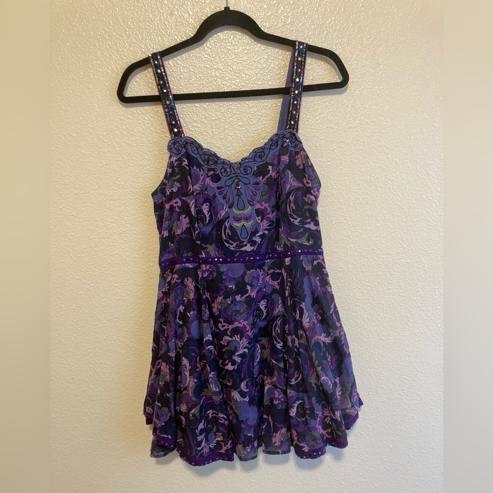 FREE PEOPLE - Purple Fairy Dress - Sequins - Summer  Dress - Mini Dress